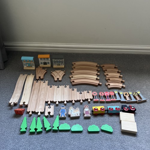 Wooden train track set and - track,