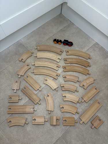 Wooden train track pieces - wooden,