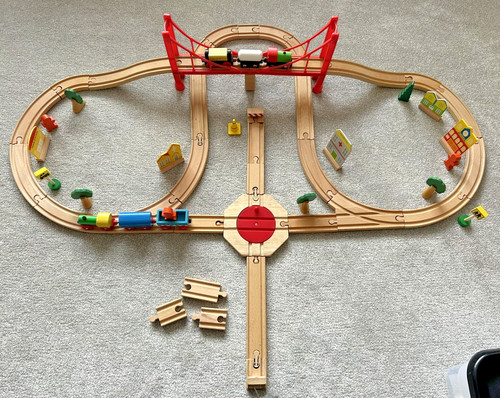 Wooden toy railway train rail - train,