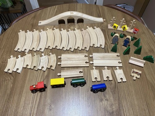 Wooden train track pieces - wooden,
