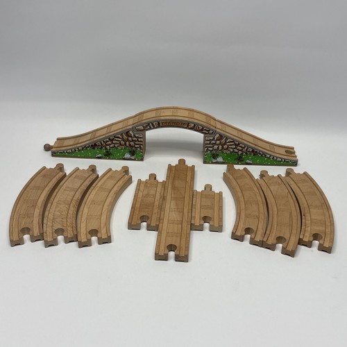 Wooden train track and bridge - train,