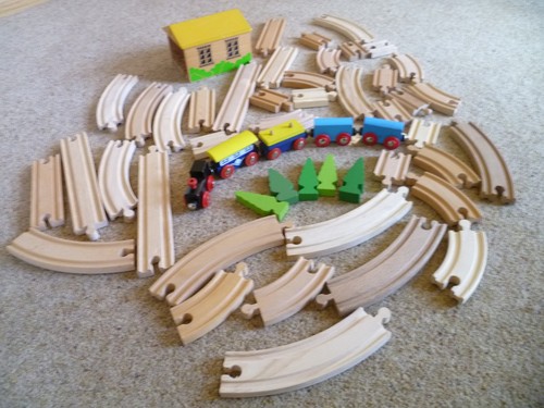 Wooden toy railway train rail - train,