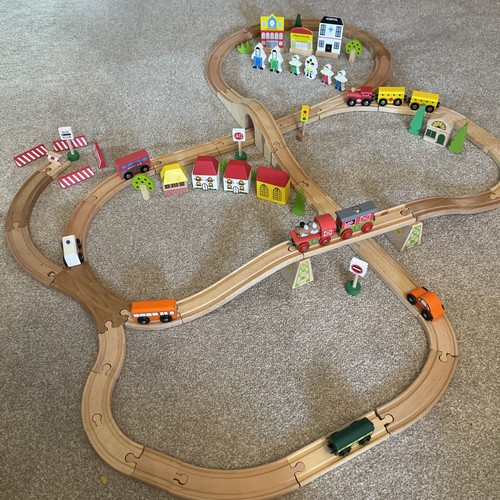 Wooden train set with - wooden, track