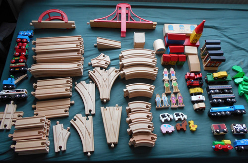 Wooden railway train track - wooden,
