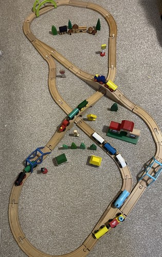Wooden train set with track - train,