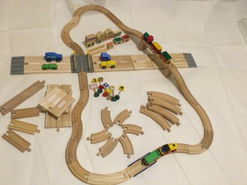 Wooden train set - wooden, bundle