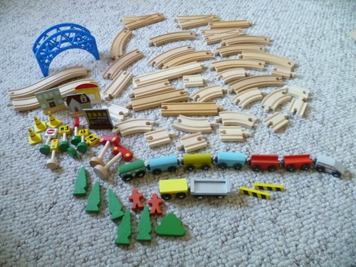 Wooden train set track bridge - set,