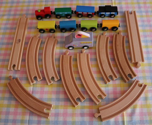 Wooden train track bundle with - wooden,