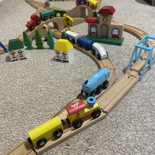 Wooden train set with - set, track