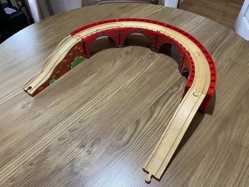 Wooden train track bridge - track,