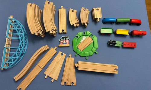 Wooden train track bridge