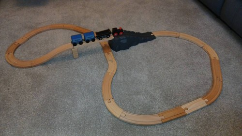 Wooden train track set with - train,