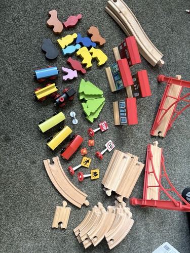 Wooden train track set with - set,