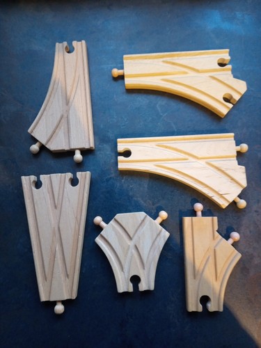 6pc wooden train track - 6pc,