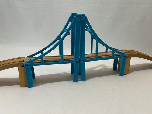 Wooden blue train track - track, bridge