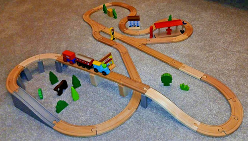 Wooden train set with track - wooden,