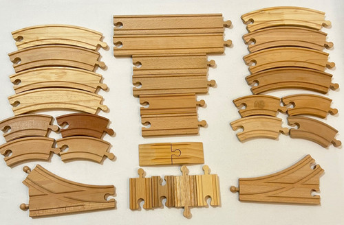 Wooden train track - set, x30