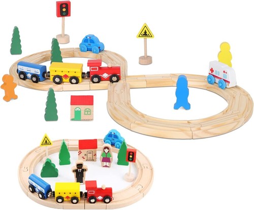 33pcs wooden train track - wooden, rail