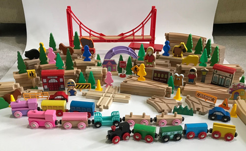 Wooden train set bundle track - set,