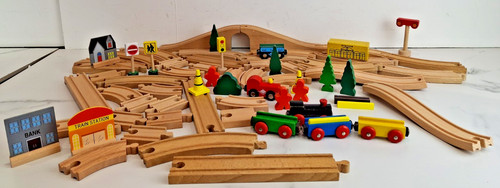 Vintage wooden train track - vintage,