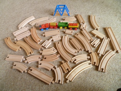Wooden toy railway train rail - train,