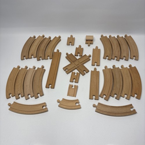 Wooden train track bundle - wooden, x28
